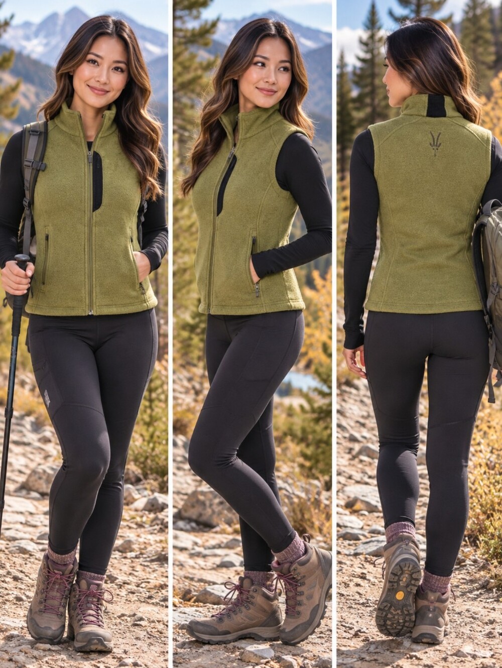 IBEX Women’s Small 100% Merino Wool Full Zip Vest Green Outdoor Hiking